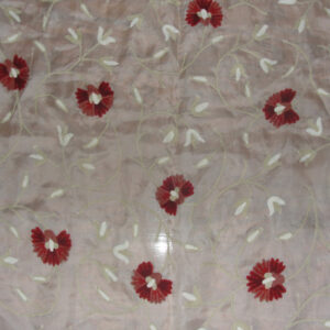 Crewel Fabric Random Flowers Raw Silk Organza