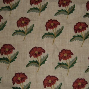 Crewel Fabric Roses Natural White Jute