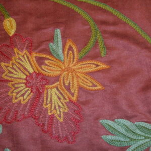 Crewel Fabric Sara Rustic Red Suede