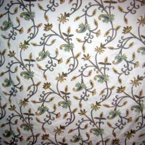 Crewel Fabric Almond Off White Cotton