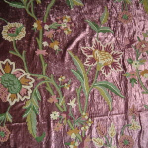 Crewel Fabric Shalimar Burgundy Cotton Viscose Velvet
