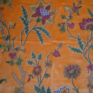 Crewel Fabric Shalimar Bright Orange Cotton Velvet