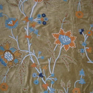 Crewel Fabric Shalimar Light Olive Cotton Velvet