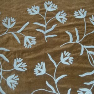 Crewel Fabric Tarang Greenish Brown Cotton
