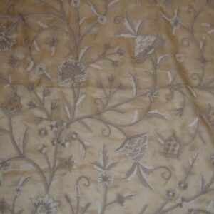 Crewel Fabric Tree of Life Neutrals on Desert Sand Silk Organza