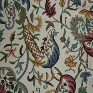 Crewel Fabric Vineyard Off White Cotton Dasoot