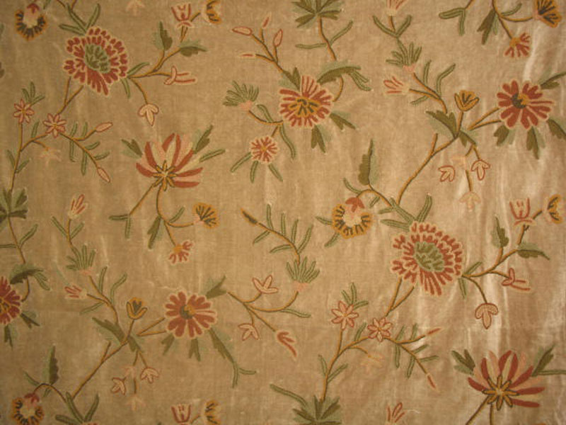 Crewel Fabric Warsi Coral Brown Cotton Velvet