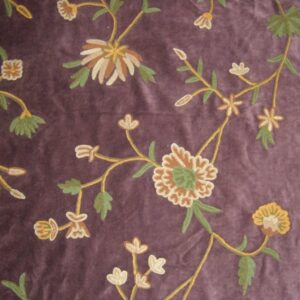 Crewel Fabric Warsi Wine Cotton Velvet