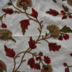 Crewel Fabric Winter Time Off White Cotton Duck
