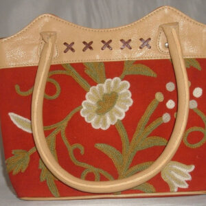 Crewel Handbag Grapes Exotic Red Cotton