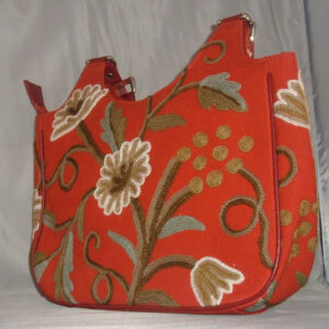 Crewel Handbag Grapes Exotic Red Cotton
