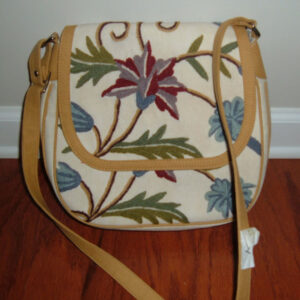 Crewel Handbag Honey White Cotton