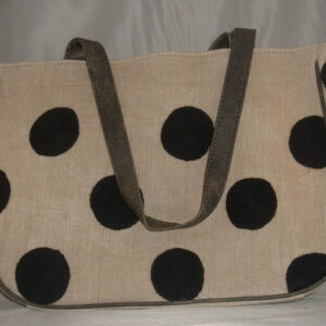 Crewel Handbag Play Black on Tan Cotton Duck