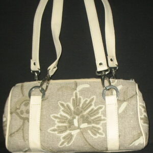 Crewel Pillow Tree of Life Neutrals on Brown Linen