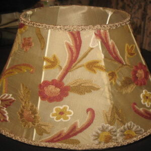 Crewel Lamp Shade Art Nouveau Gold Silk Organza