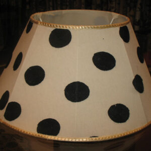 Crewel Lamp Shade Polka Play Black on Tan Cotton Duck