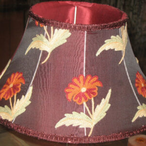 Crewel Lamp Shade Roses KST Silk Organza