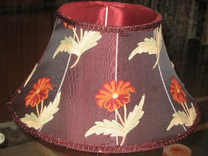 Crewel Lamp Shade Roses KST Silk Organza