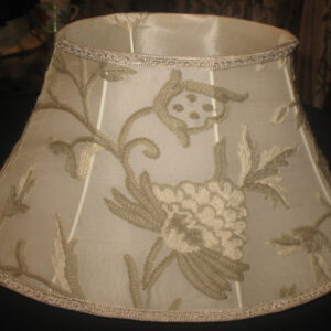 Crewel Lamp Shade Tree of Life Neutrals on Classic White Silk Organza