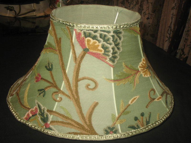 Crewel Lamp Shade Tree of Life Pistachio Silk Organza
