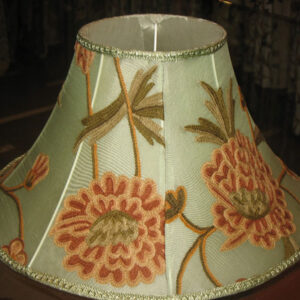 Crewel Lamp Shade Wintertime Pistachio Silk Organza