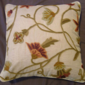 Crewel Pillow Wintertime Classic White Silk Organza
