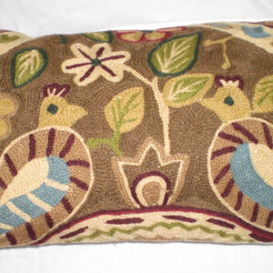 Crewel Pillow Chatting Birds Multi Cotton Duck
