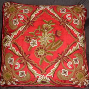 Crewel Pillow Calla Lily Deep Red Silk Organza
