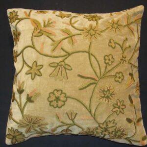 Crewel Pillow Fulmaal Chocolate Cotton Velvet