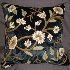 Crewel Pillow Grapes Black Rayon Velvet