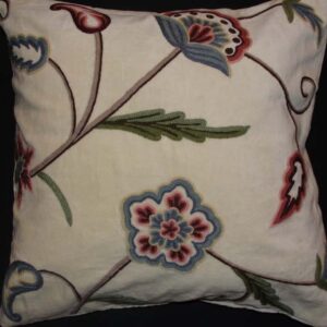 Crewel Pillow Gulposh L Off White Cotton Velvet