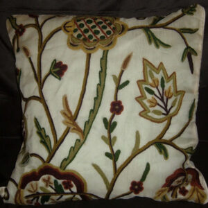 Crewel Pillow Lotus Classic White Silk Organza