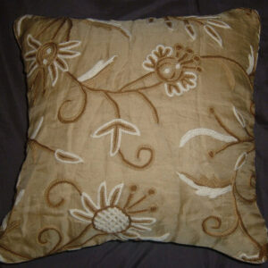 Crewel Pillow Marigold Desert Sand Silk Organza