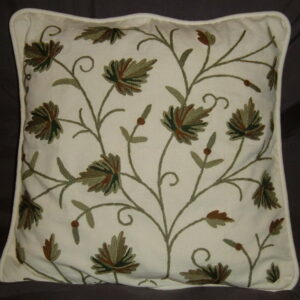 Crewel Pillow Peaces Off White Cotton
