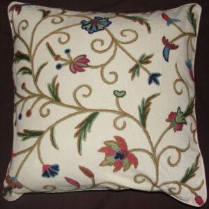 Crewel Chain Stitch Pillow Chat fou. Multi Cotton Duck