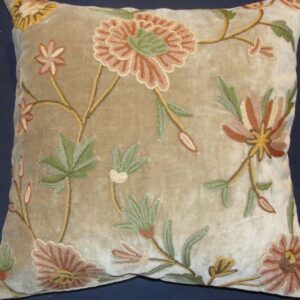 Crewel Pillow Warsi Brown Cotton Velvet
