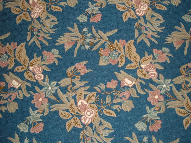 Crewel Rug Alagposh Blue Chain Stitched Wool Rug