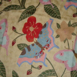 Crewel Rug Butterfly Sky Blue Chain Stitched Wool Rug