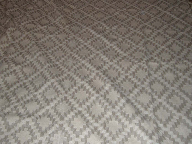 Crewel Rug Diamonds Grey Chain Stitched Wool Rug