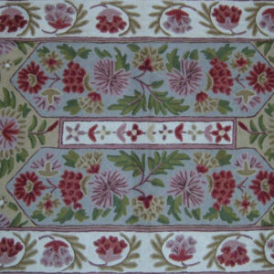 Crewel Rug Floral Vine Alley Multi Chain Stitched Wool Rug