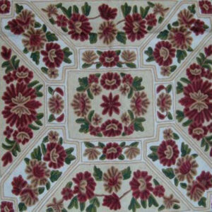 Crewel Rug Floral Vine Arrangement Multi Chain Stitched Wool Rug
