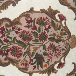 Crewel Rug Flower Vase Brown Chain Stitched Wool Rug
