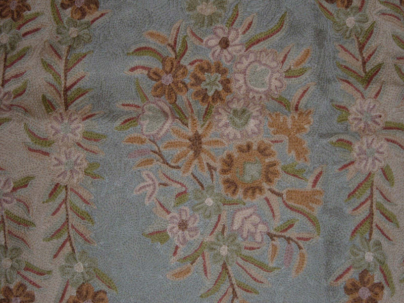Crewel Rug French Corridor Multi Chain Stitched Wool Rug