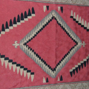 Crewel Rug Indian Pink Wool Chain Stitched Wool Rug