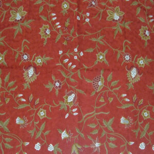 Crewel Rug Marigold Red Chain Stitched Wool Rug