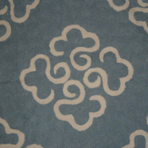 Crewel Rug Medallion Blissful Blue Chain Stitched Wool Rug