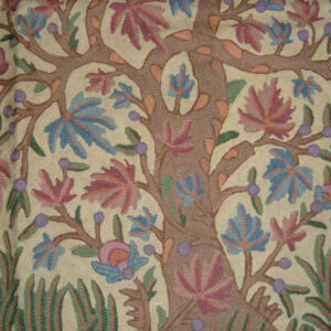 Crewel Rug Neem Tree Multi Chain Stitched Wool Rug