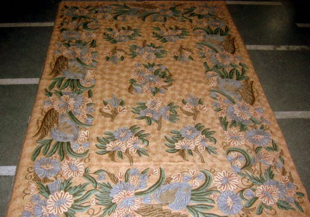 Crewel Rug Nilofer Brown Chain Stitched Wool Rug