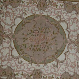 Crewel Rug Reniassance Villa Brown Chain Stitched Wool Rug