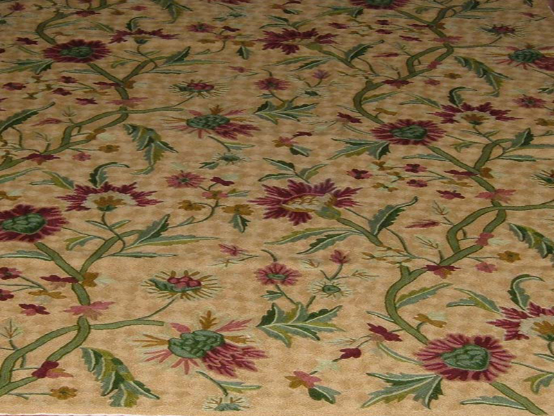 Crewel Rug Shalimar Gold Chain Stitched Wool Rug